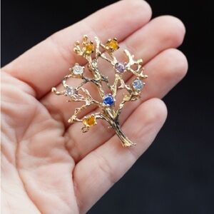 Vintage vermeil coated sterling silver “tree of life” brooch